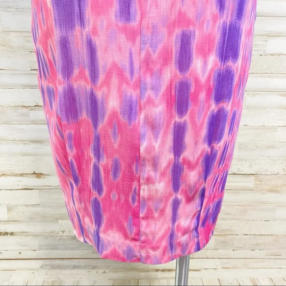 Anne Klein Collection Tie Dye Dress Womens Size 2 Pink Shift Silk Cotton Blend - Picture 12 of 16